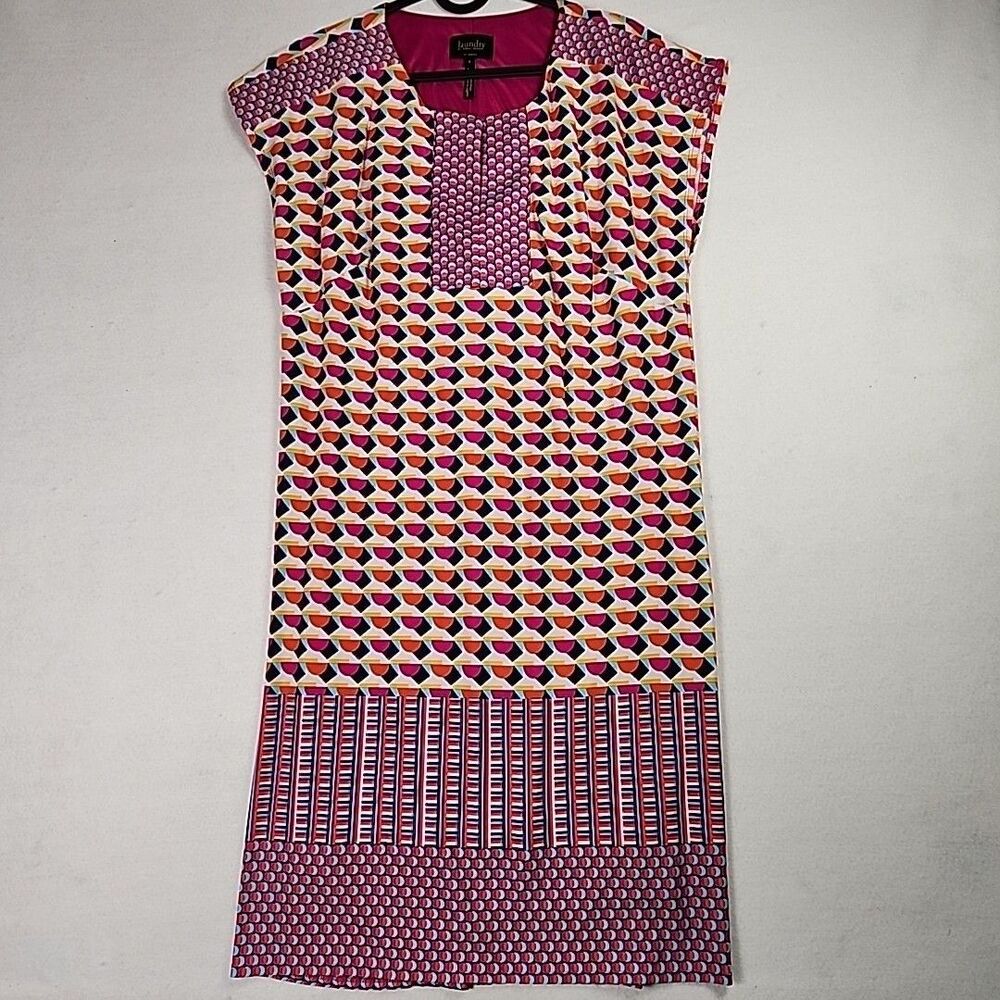 Laundry by Shelli Segal Small Geometric Boho Cap Sleeve Shift Dress Vibrant